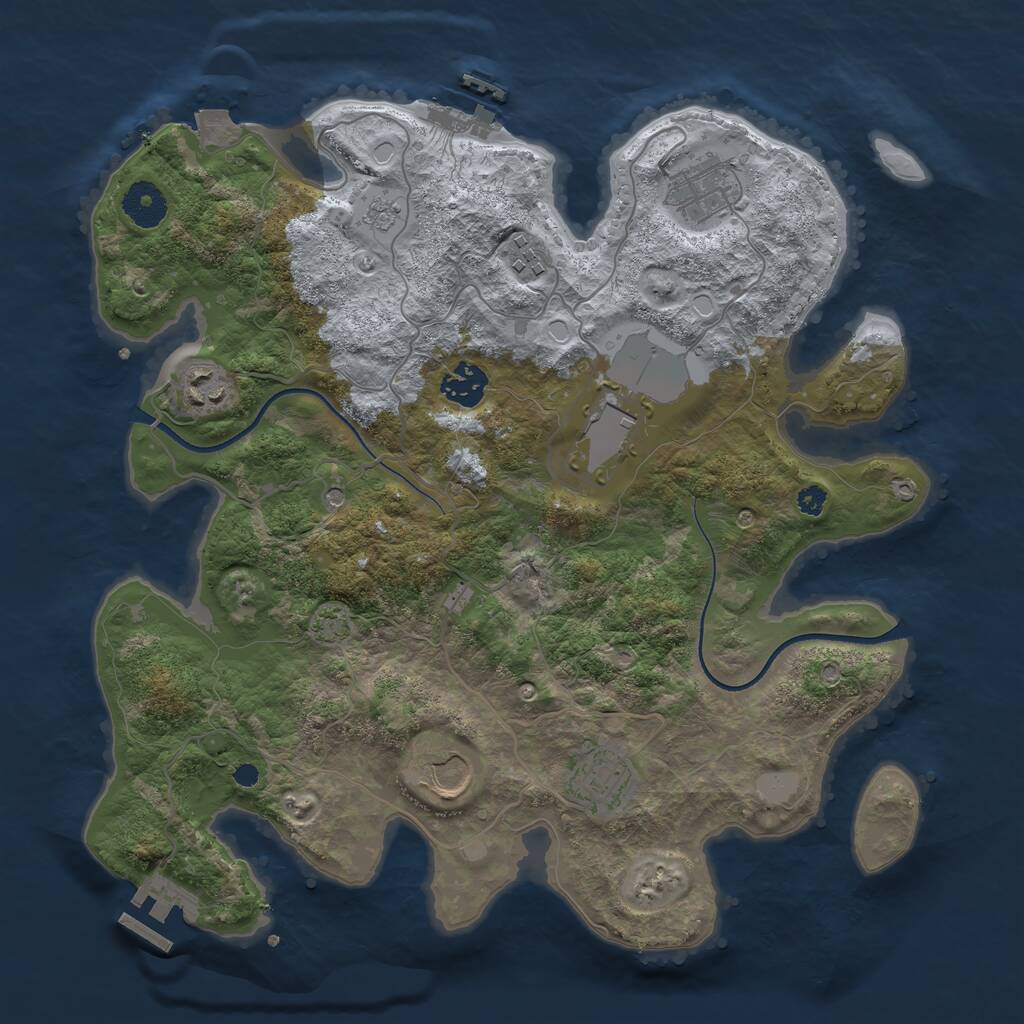 Rust Map: Procedural Map, Size: 3500, Seed: 489910847, 13 Monuments