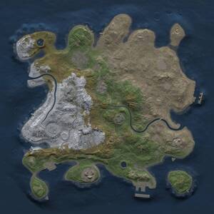 Thumbnail Rust Map: Procedural Map, Size: 3000, Seed: 1131600359, 10 Monuments