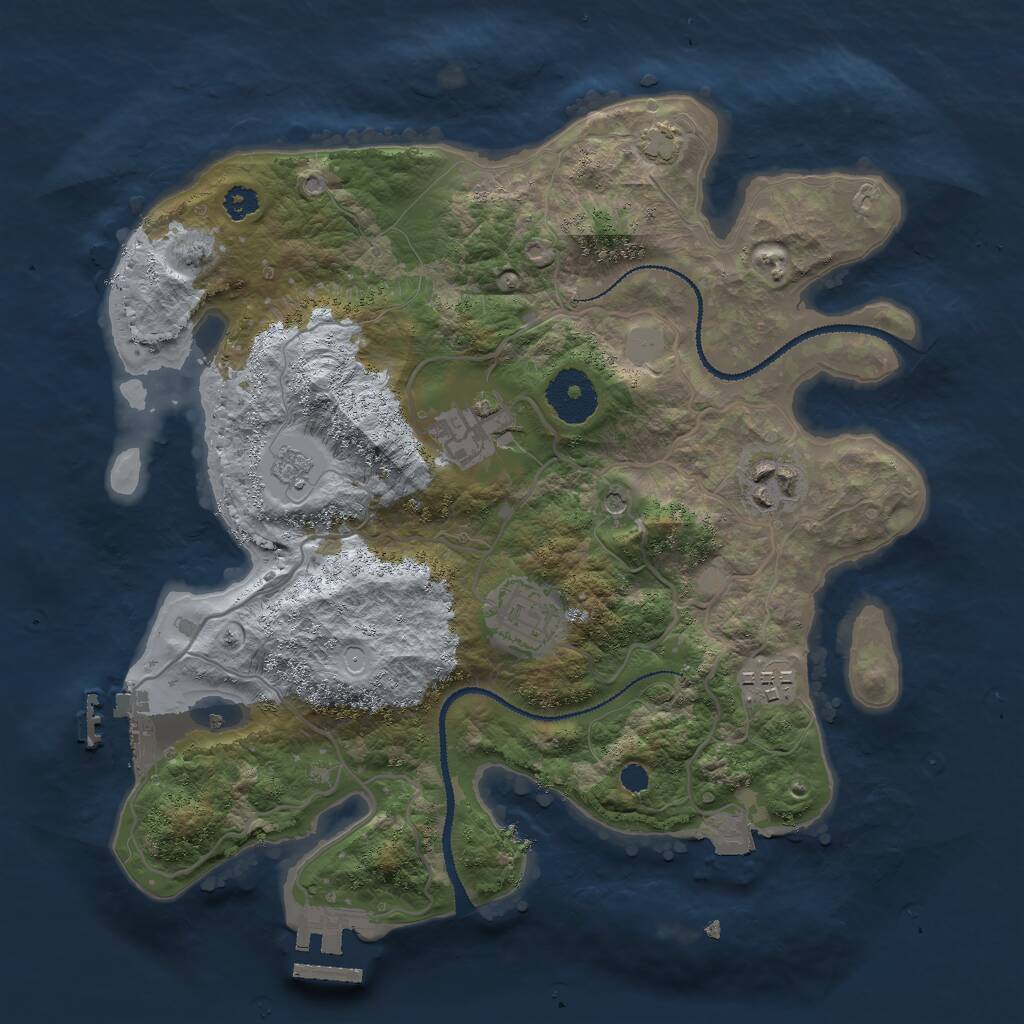 Rust Map: Procedural Map, Size: 3000, Seed: 3355533, 10 Monuments