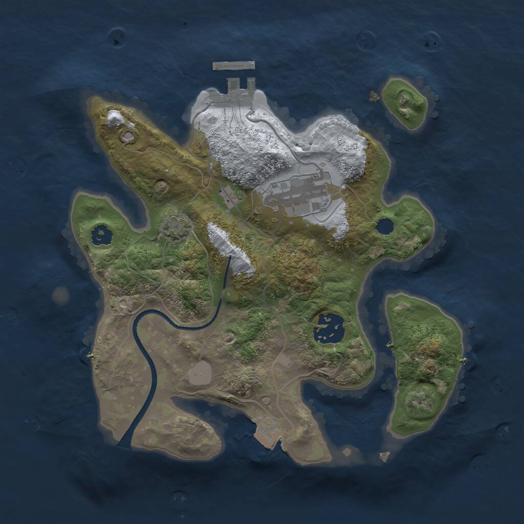 Rust Map: Procedural Map, Size: 2500, Seed: 1970562576, 5 Monuments