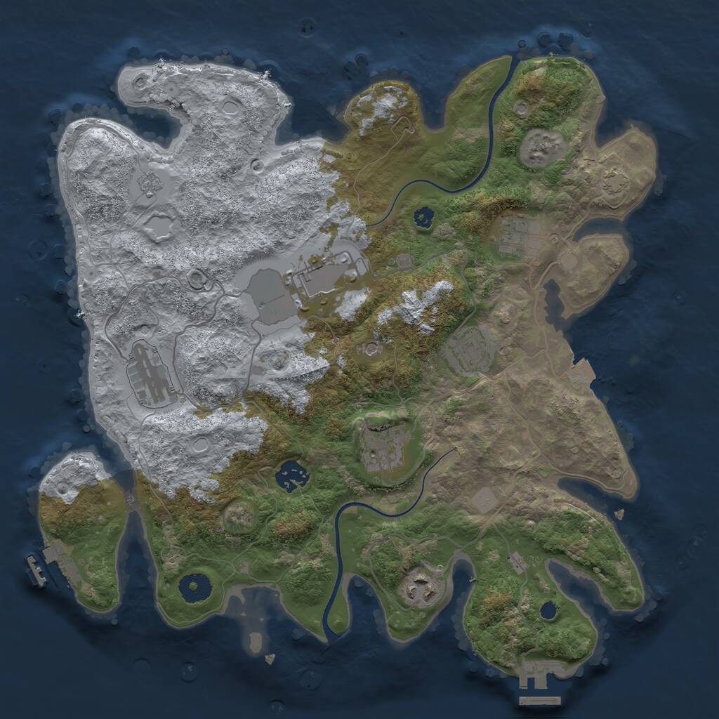 Rust Map: Procedural Map, Size: 3500, Seed: 202410201, 13 Monuments