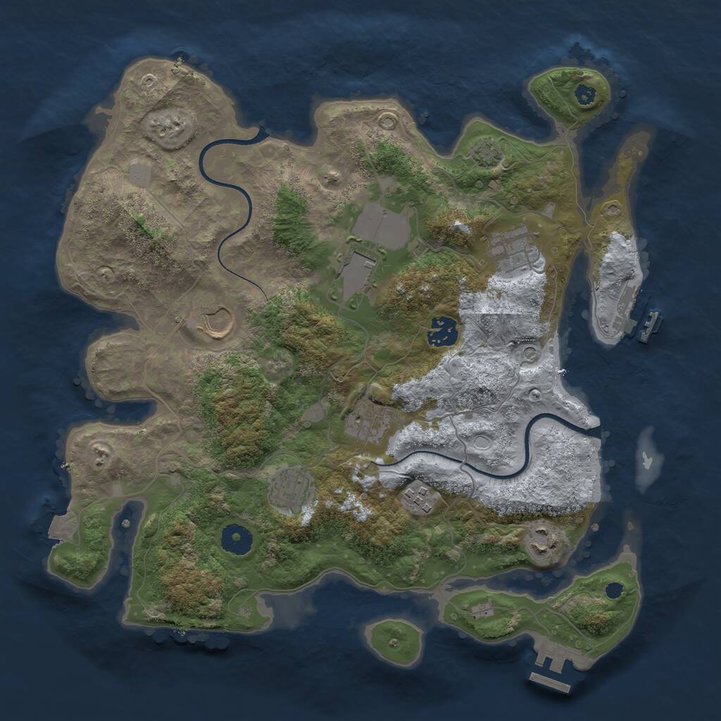 Rust Map: Procedural Map, Size: 3500, Seed: 1128502981, 13 Monuments