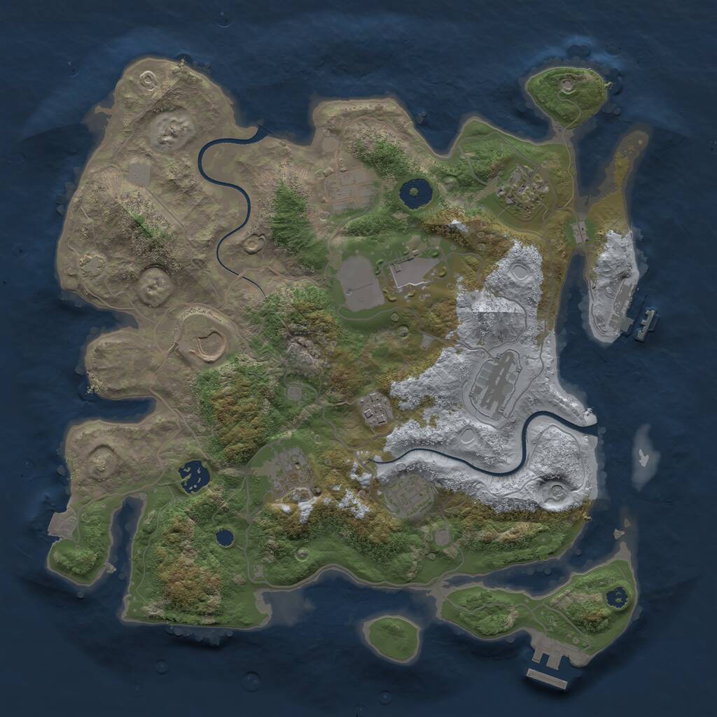 Rust Map: Procedural Map, Size: 3500, Seed: 1128502981, 14 Monuments