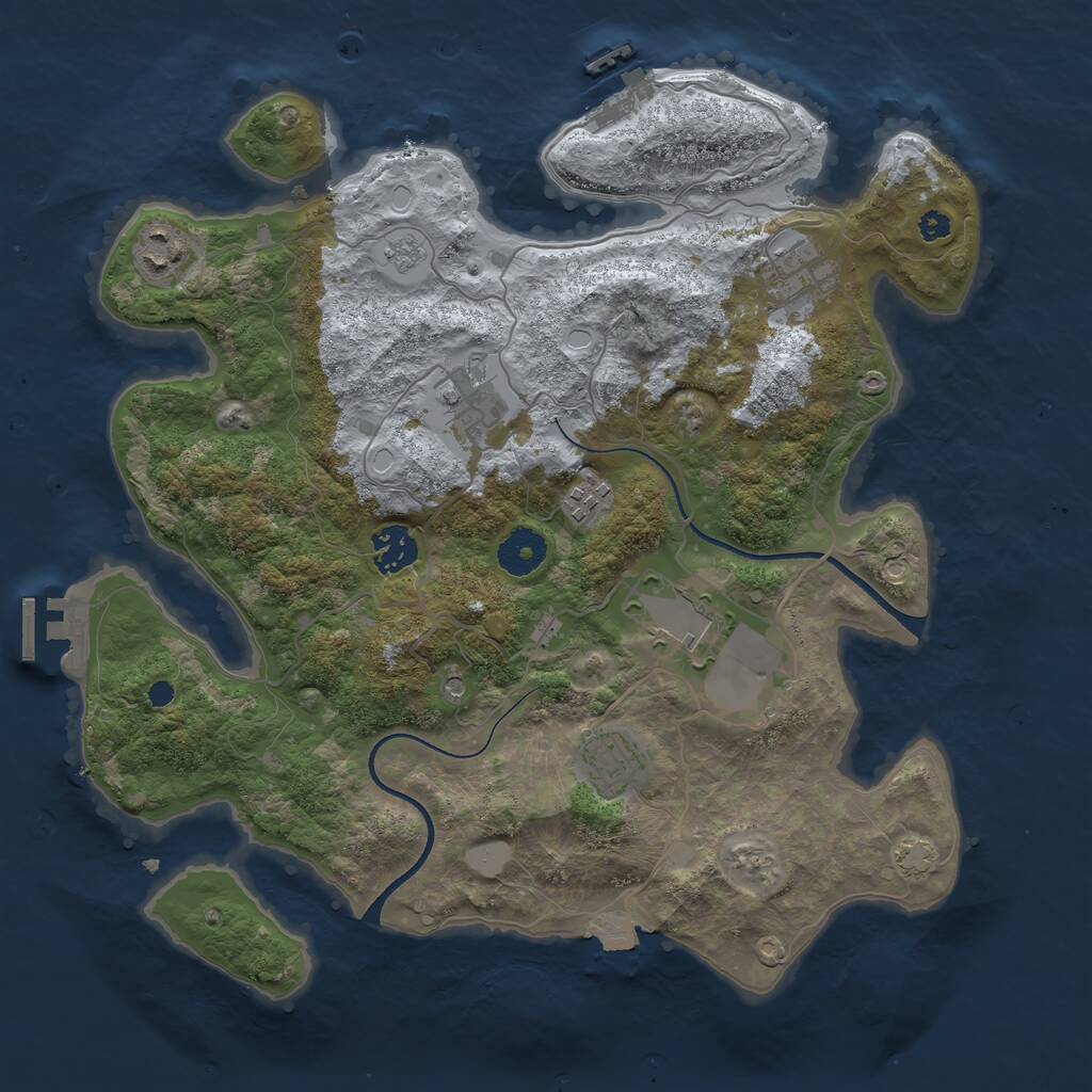 Rust Map: Procedural Map, Size: 3500, Seed: 2036183322, 13 Monuments