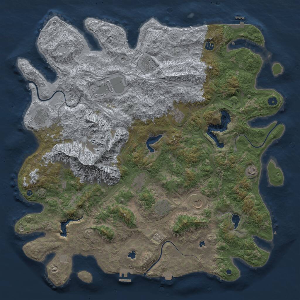 Rust Map: Procedural Map, Size: 5000, Seed: 440081111, 16 Monuments