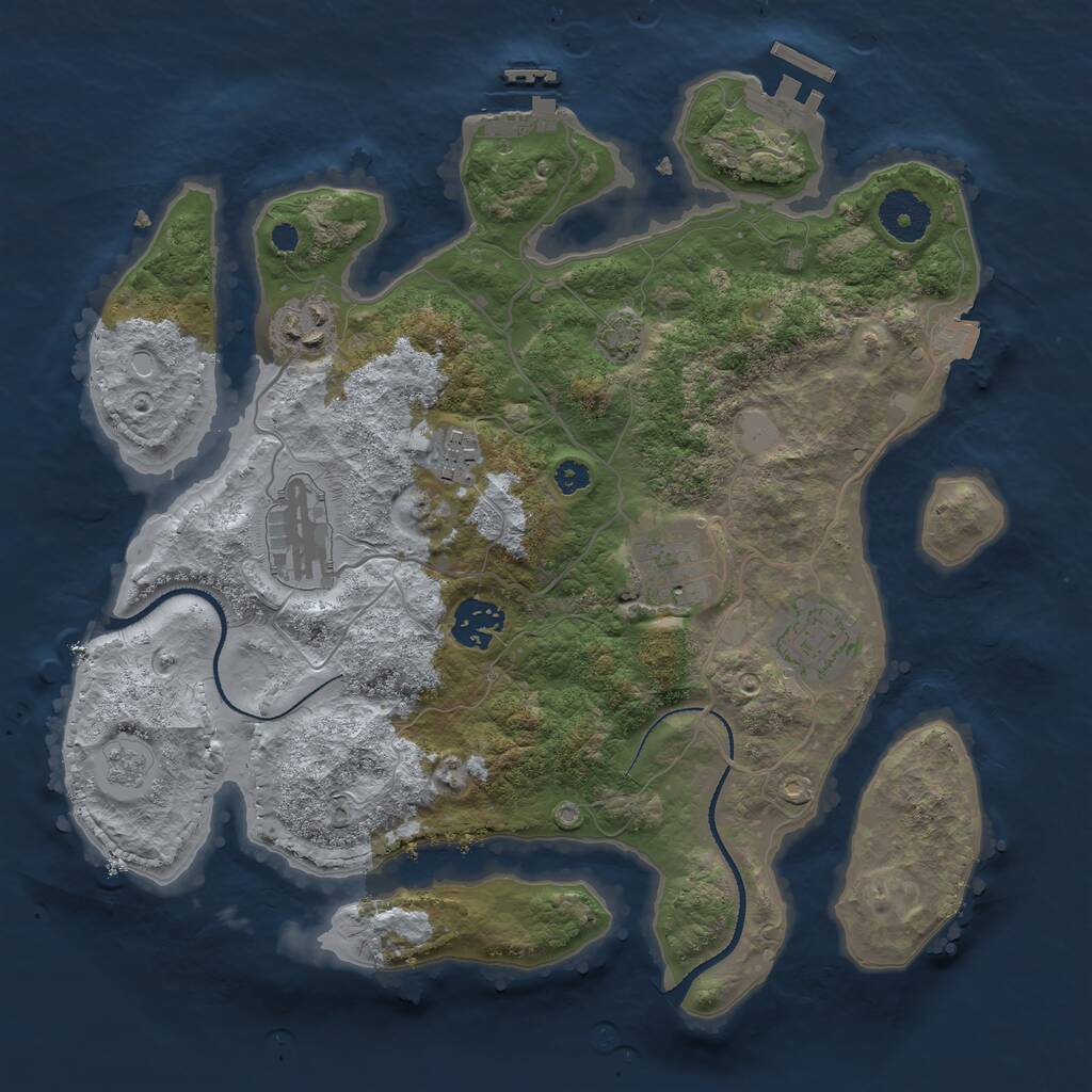 Rust Map: Procedural Map, Size: 3250, Seed: 1295126, 11 Monuments