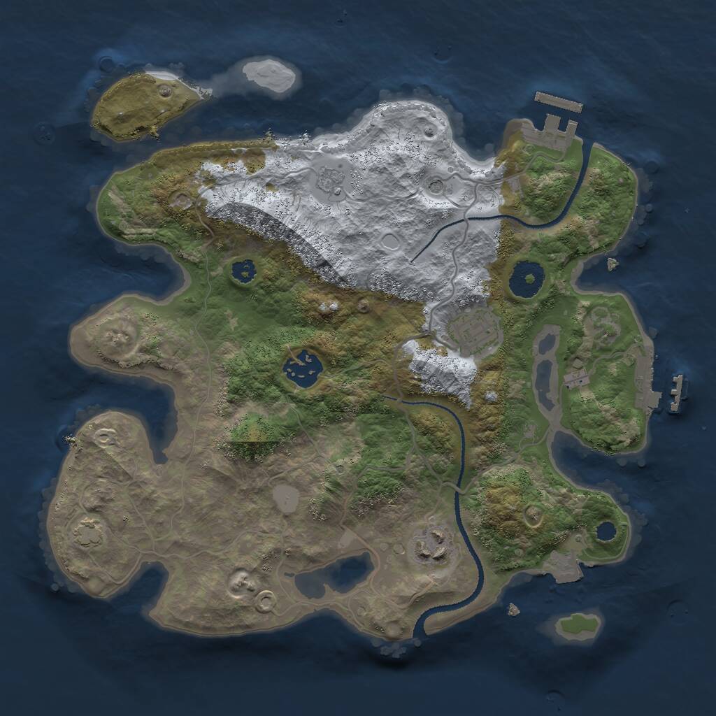 Rust Map: Procedural Map, Size: 3000, Seed: 73746, 9 Monuments