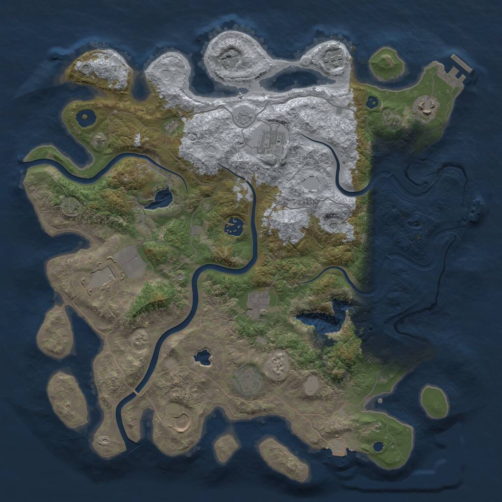 Rust Map: Procedural Map, Size: 4000, Seed: 1491413558, 16 Monuments