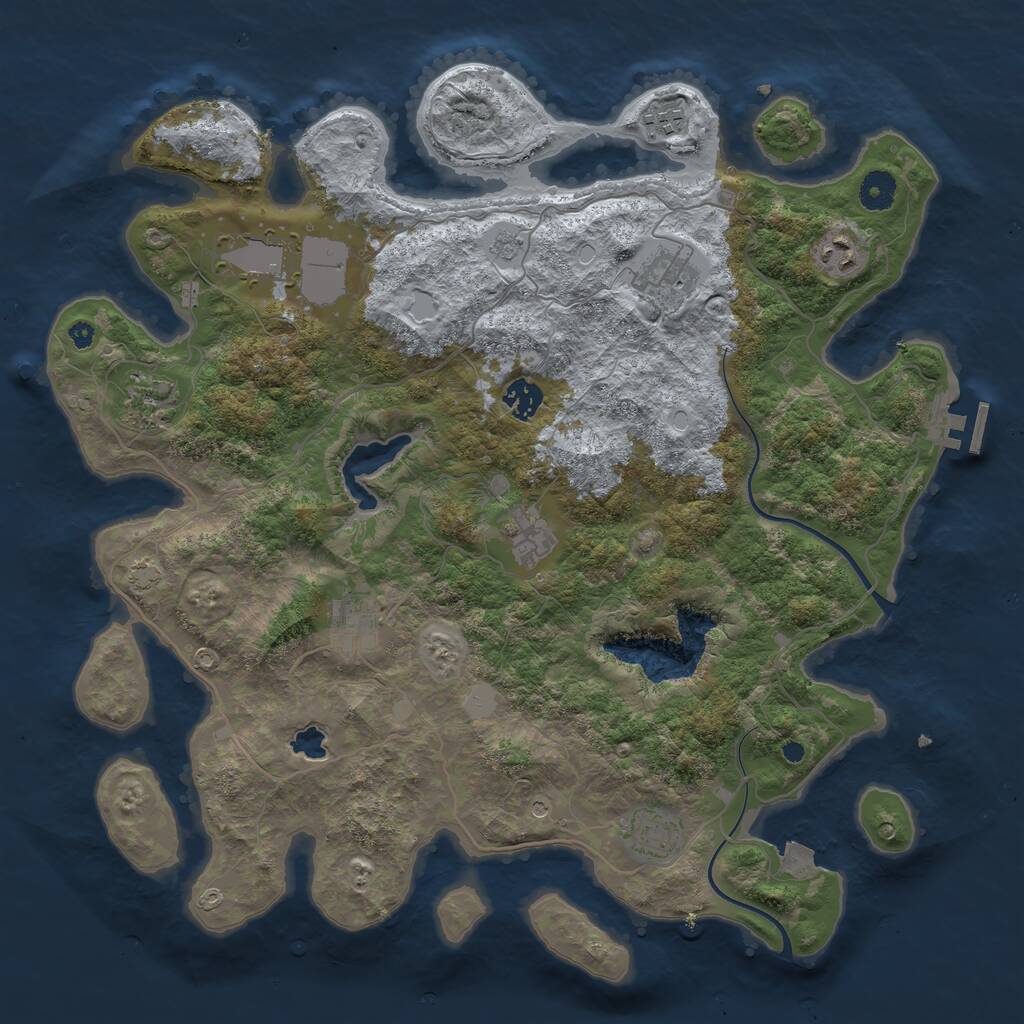 Rust Map: Procedural Map, Size: 4000, Seed: 1491413558, 14 Monuments