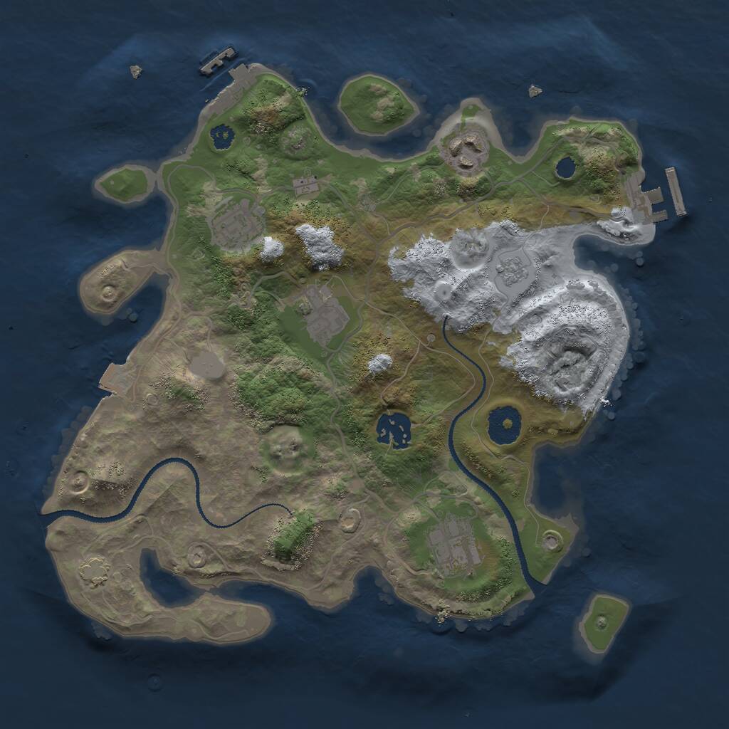 Rust Map: Procedural Map, Size: 3000, Seed: 1008814675, 10 Monuments