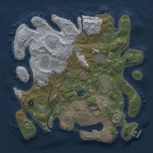 Thumbnail Rust Map: Procedural Map, Size: 3600, Seed: 2041274677, 13 Monuments