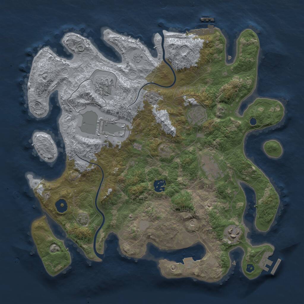 Rust Map: Procedural Map, Size: 3600, Seed: 2041274677, 13 Monuments