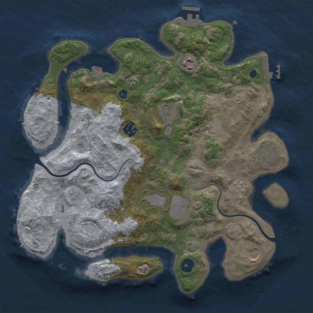 Rust Map: Procedural Map, Size: 3500, Seed: 1295126, 13 Monuments