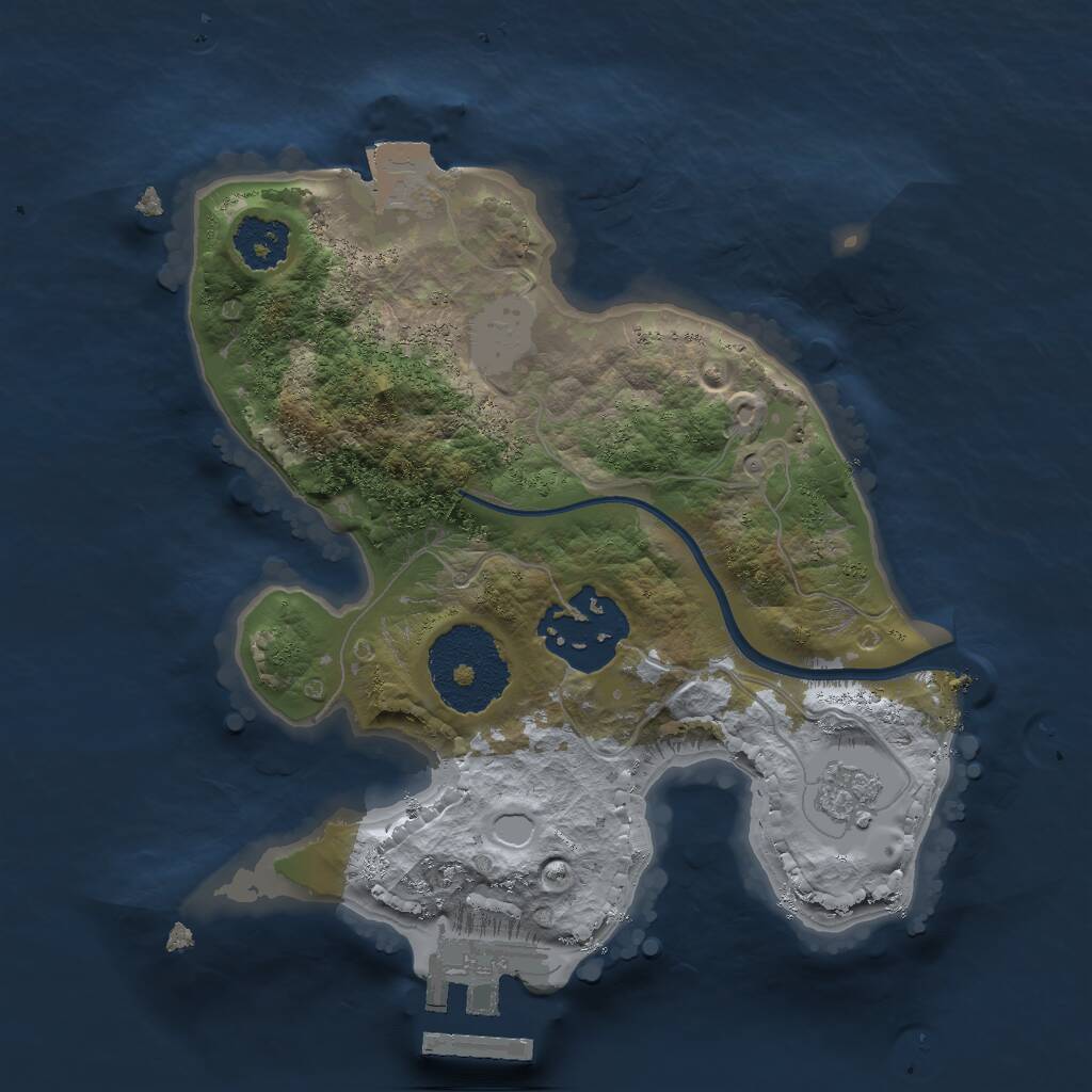 Rust Map: Procedural Map, Size: 2000, Seed: 1412023075, 4 Monuments