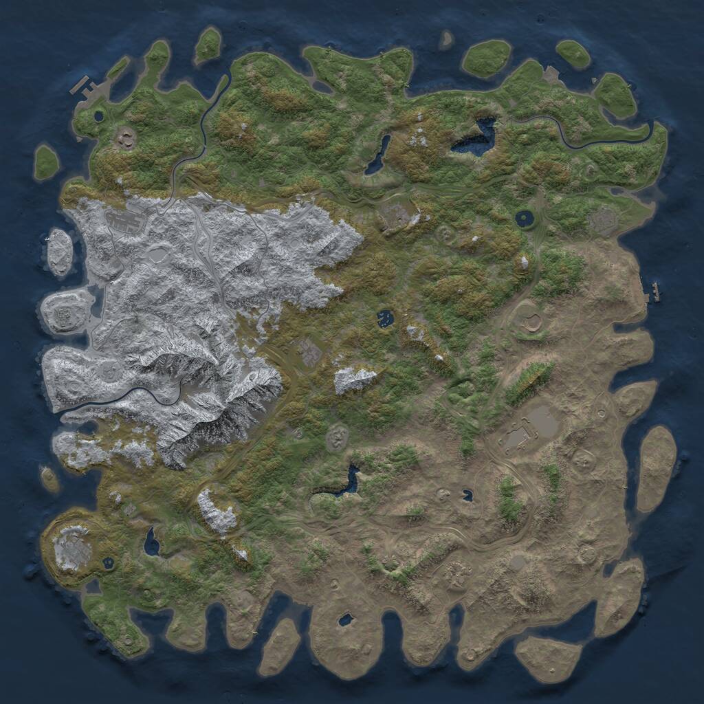 Rust Map: Procedural Map, Size: 6000, Seed: 1133944973, 17 Monuments