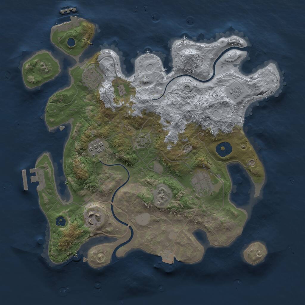 Rust Map: Procedural Map, Size: 3000, Seed: 346337080, 9 Monuments