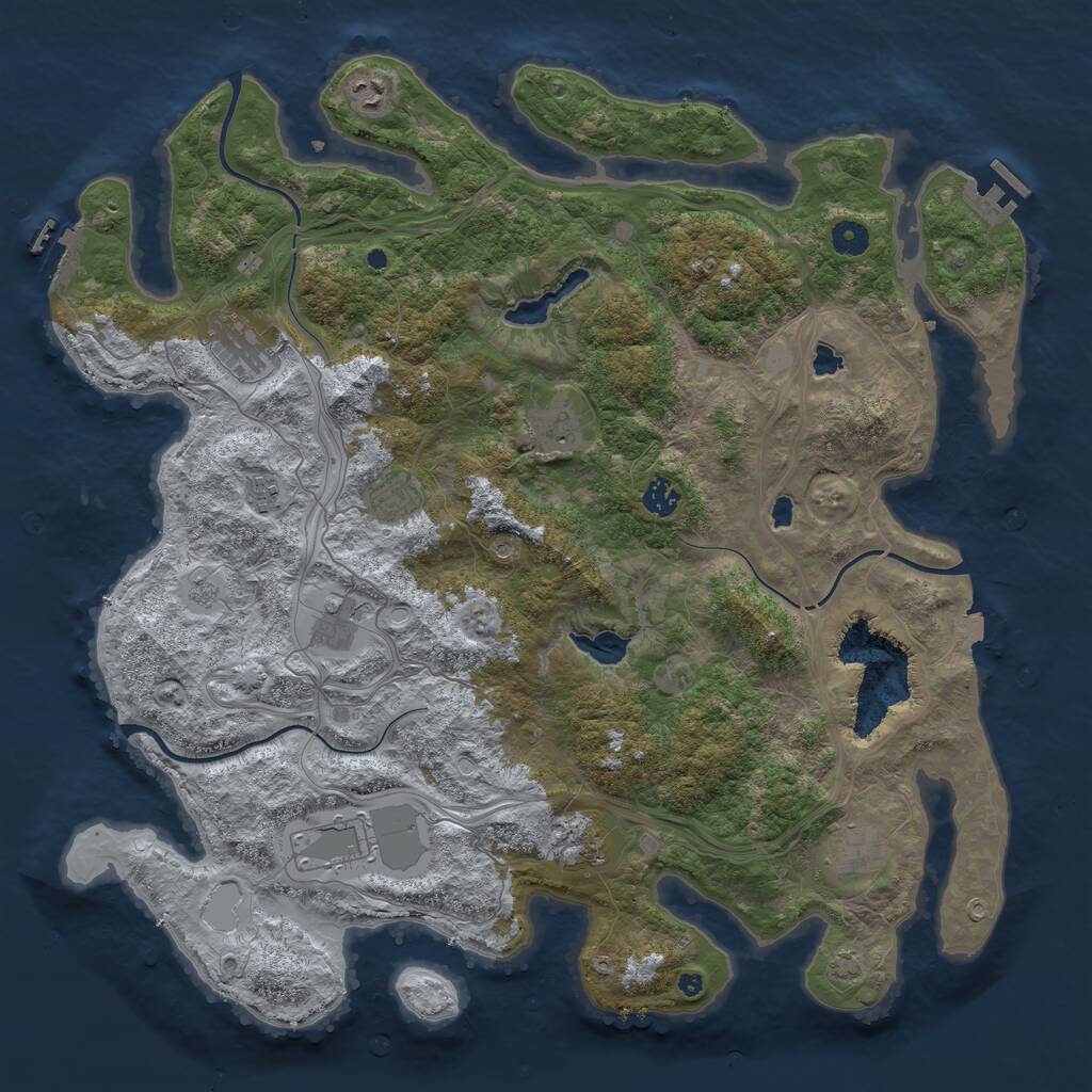 Rust Map: Procedural Map, Size: 4500, Seed: 50552971, 16 Monuments