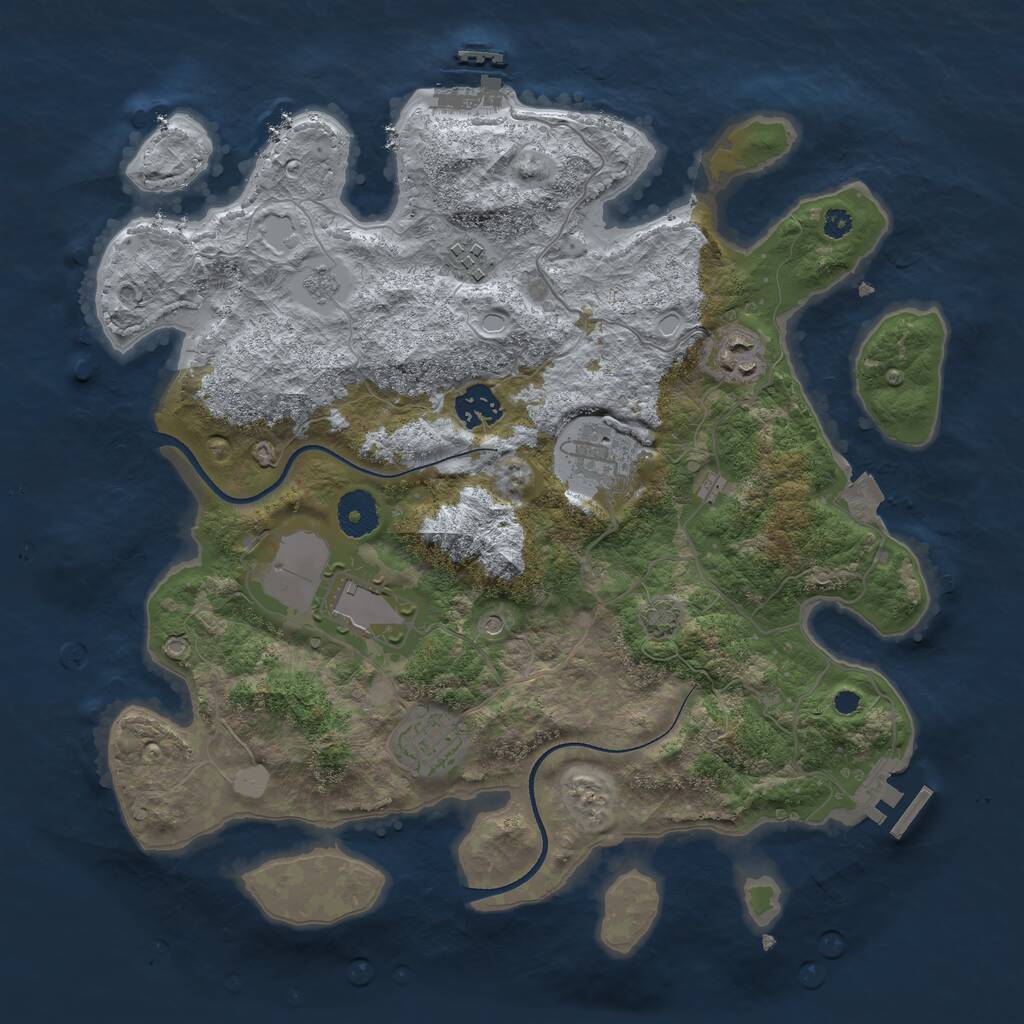 Rust Map: Procedural Map, Size: 3500, Seed: 566731, 12 Monuments