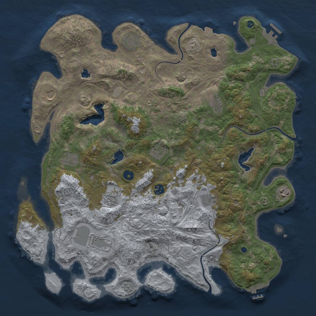 Rust Map: Procedural Map, Size: 4500, Seed: 132768, 17 Monuments