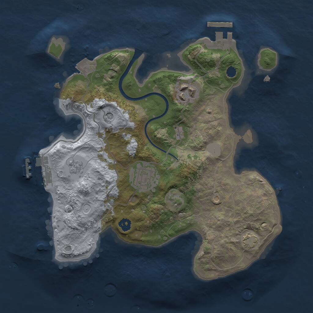 Rust Map: Procedural Map, Size: 2500, Seed: 123564, 8 Monuments