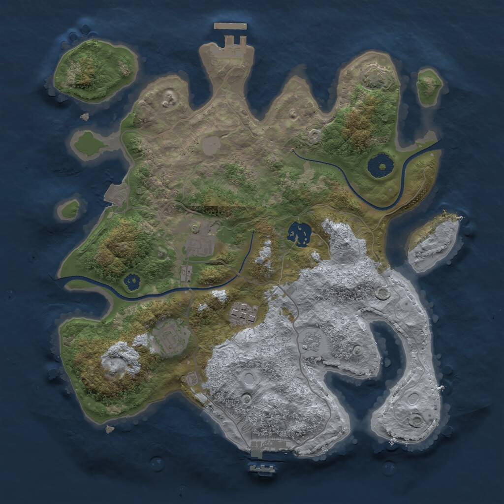 Rust Map: Procedural Map, Size: 3100, Seed: 1356601155, 9 Monuments