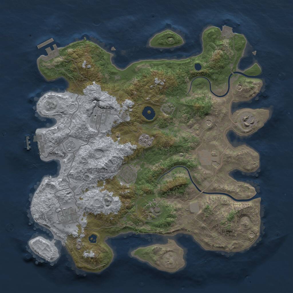 Rust Map: Procedural Map, Size: 3400, Seed: 102228824, 13 Monuments