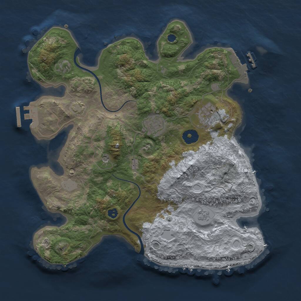 Rust Map: Procedural Map, Size: 3000, Seed: 2095663050, 8 Monuments