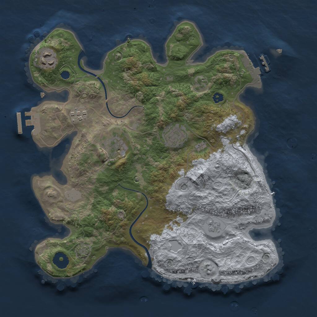 Rust Map: Procedural Map, Size: 3000, Seed: 2095663050, 10 Monuments