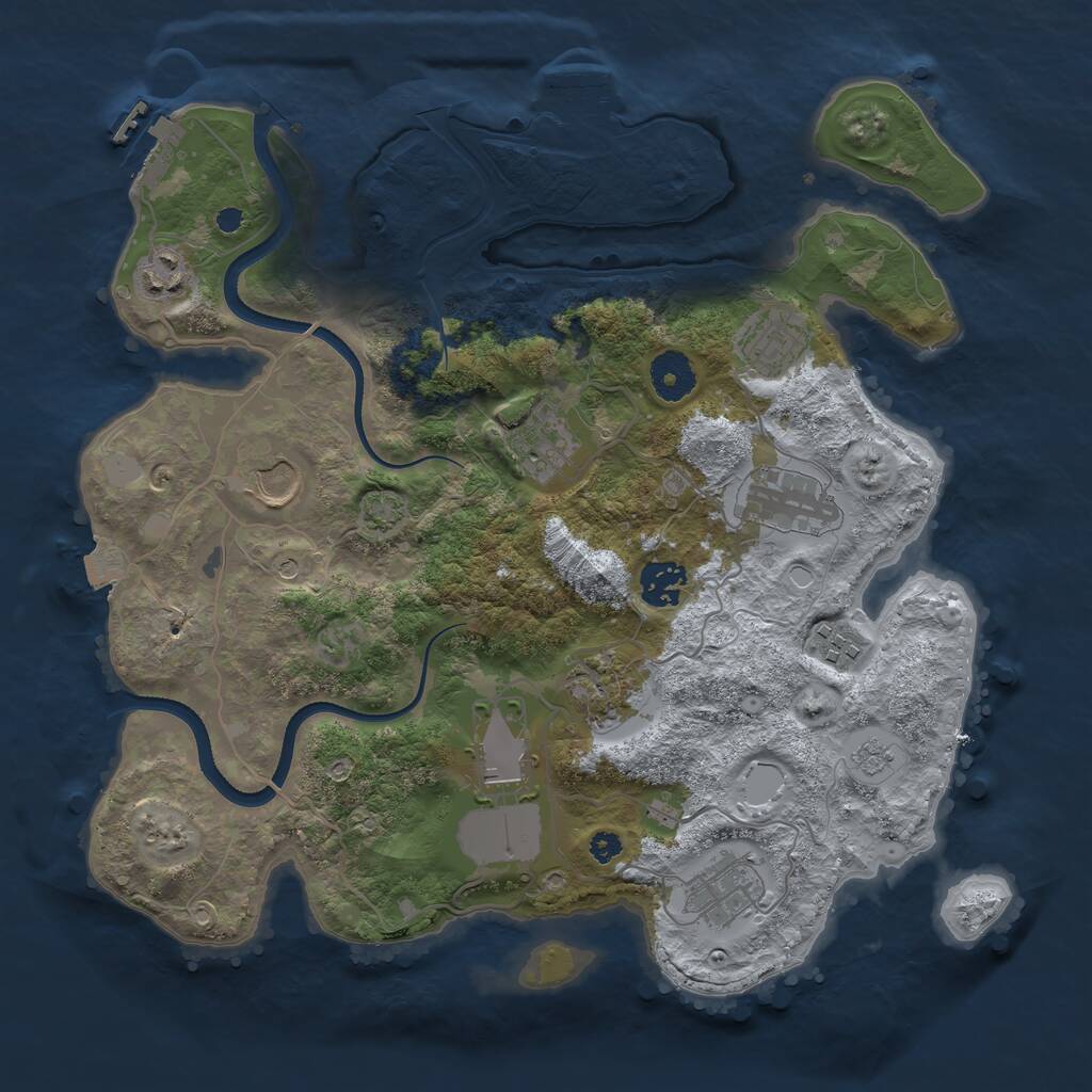 Rust Map: Procedural Map, Size: 3500, Seed: 299001859, 16 Monuments