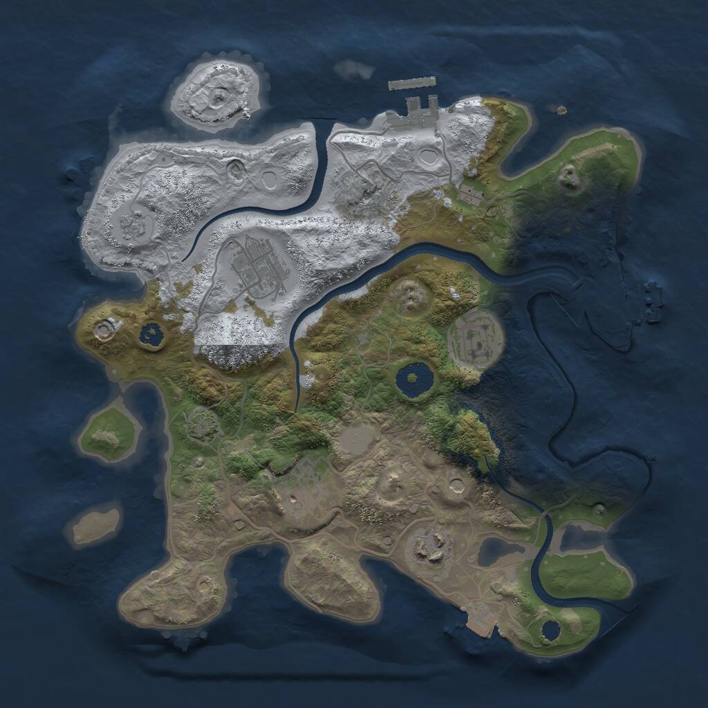 Rust Map: Procedural Map, Size: 3000, Seed: 4453, 10 Monuments