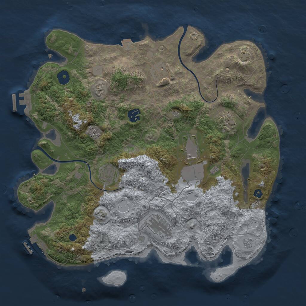 Rust Map: Procedural Map, Size: 3500, Seed: 1888361286, 13 Monuments