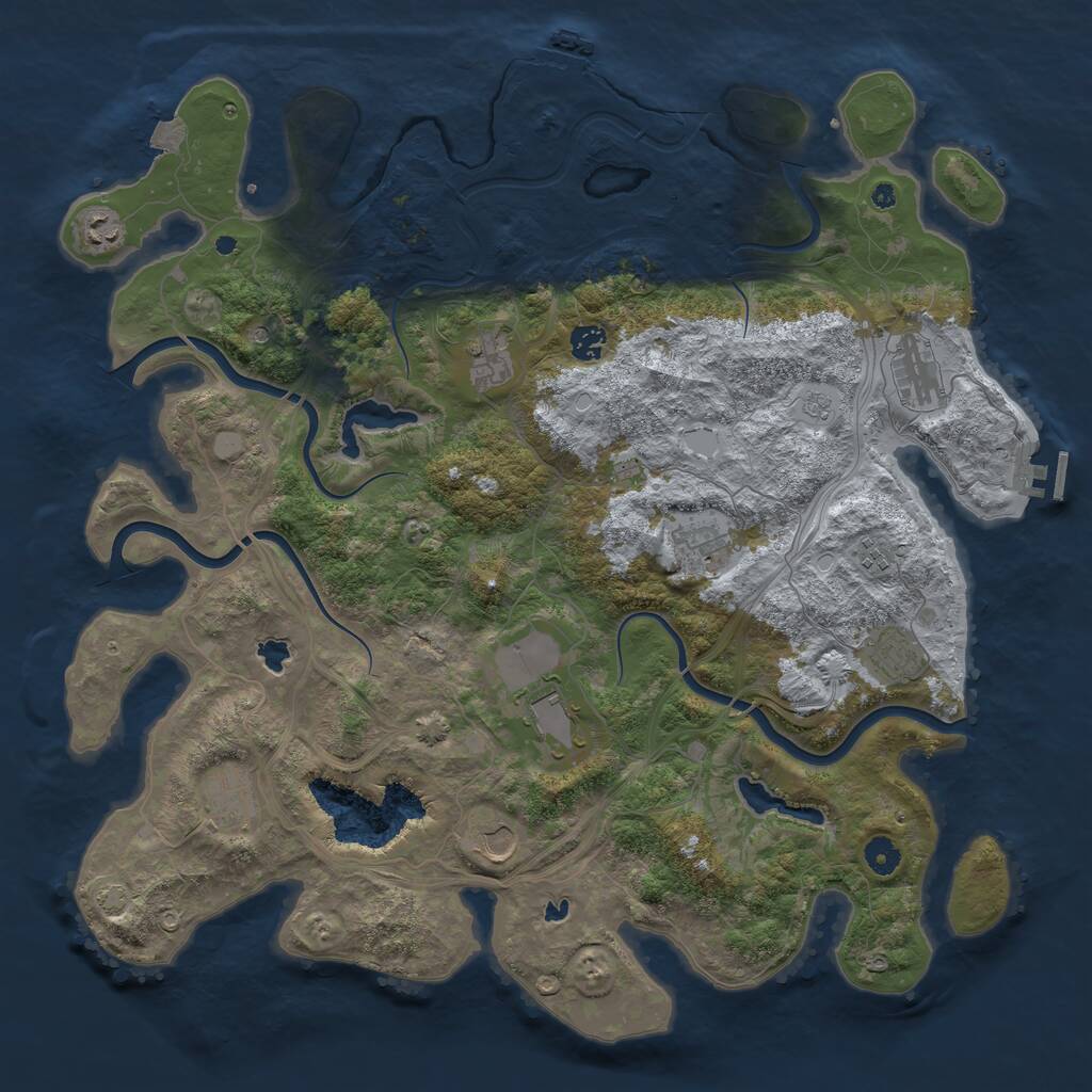 Rust Map: Procedural Map, Size: 4500, Seed: 1884193910, 16 Monuments