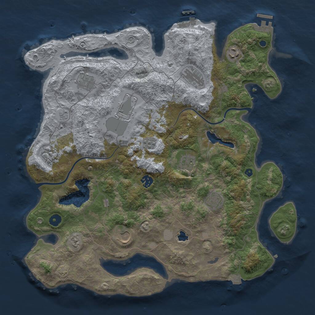 Rust Map: Procedural Map, Size: 4000, Seed: 999336161, 16 Monuments