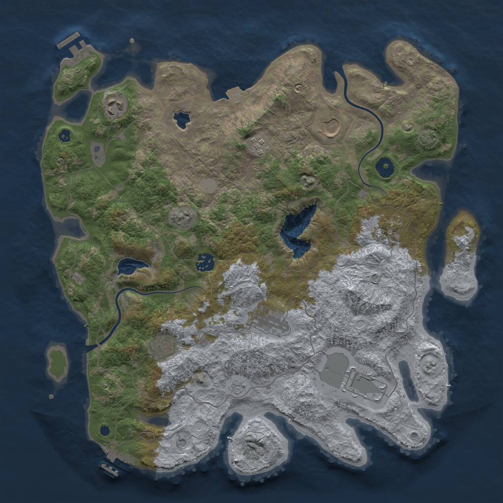 Rust Map: Procedural Map, Size: 4000, Seed: 726657789, 14 Monuments