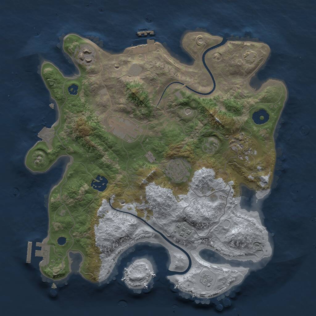 Rust Map: Procedural Map, Size: 3000, Seed: 937602, 12 Monuments