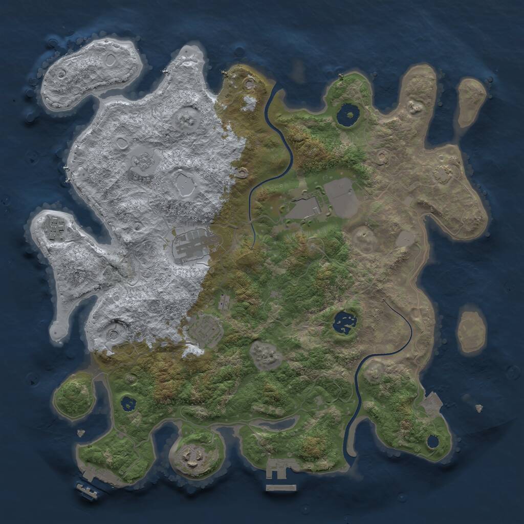 Rust Map: Procedural Map, Size: 3500, Seed: 1332763289, 12 Monuments