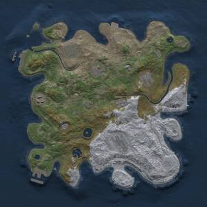 Thumbnail Rust Map: Procedural Map, Size: 3300, Seed: 518079120, 13 Monuments