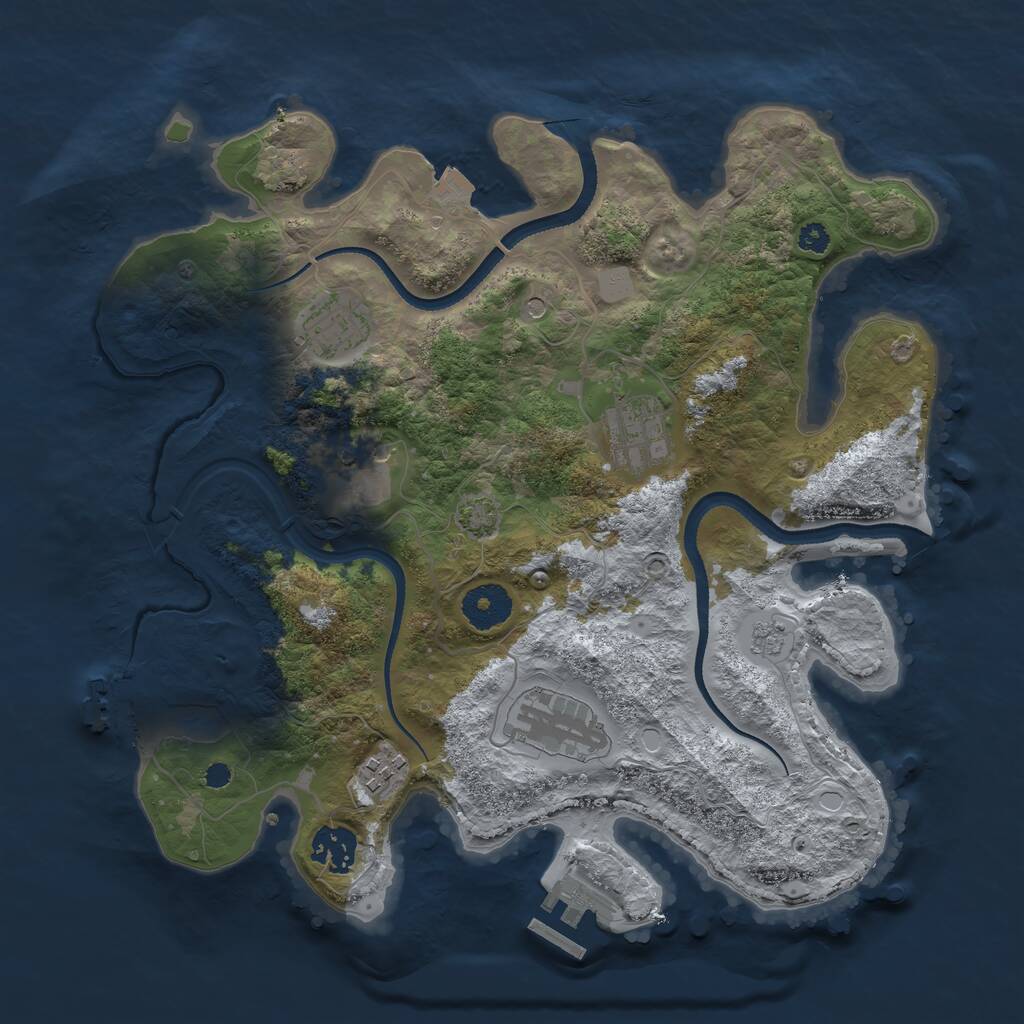 Rust Map: Procedural Map, Size: 3300, Seed: 518079120, 12 Monuments
