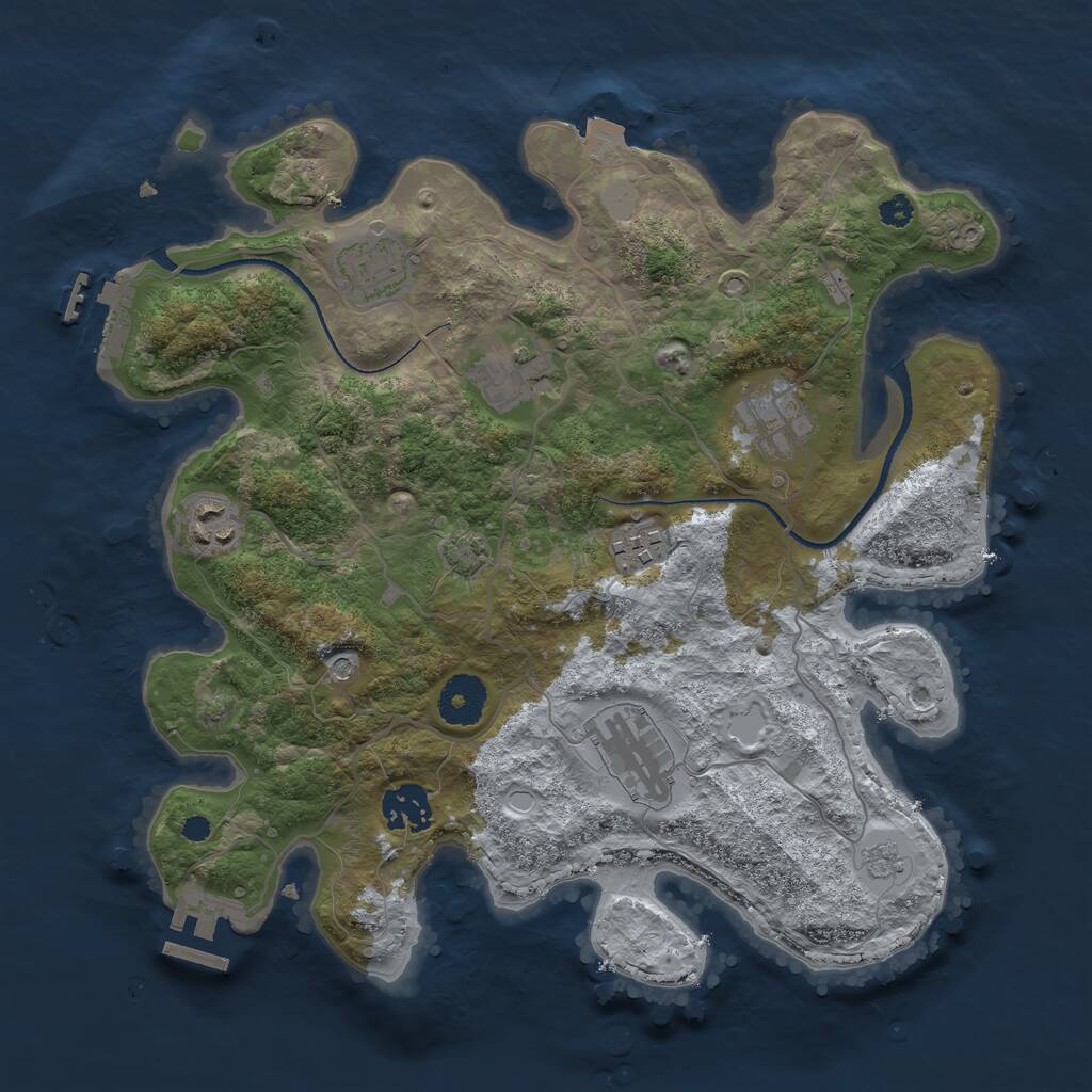 Rust Map: Procedural Map, Size: 3300, Seed: 518079120, 13 Monuments