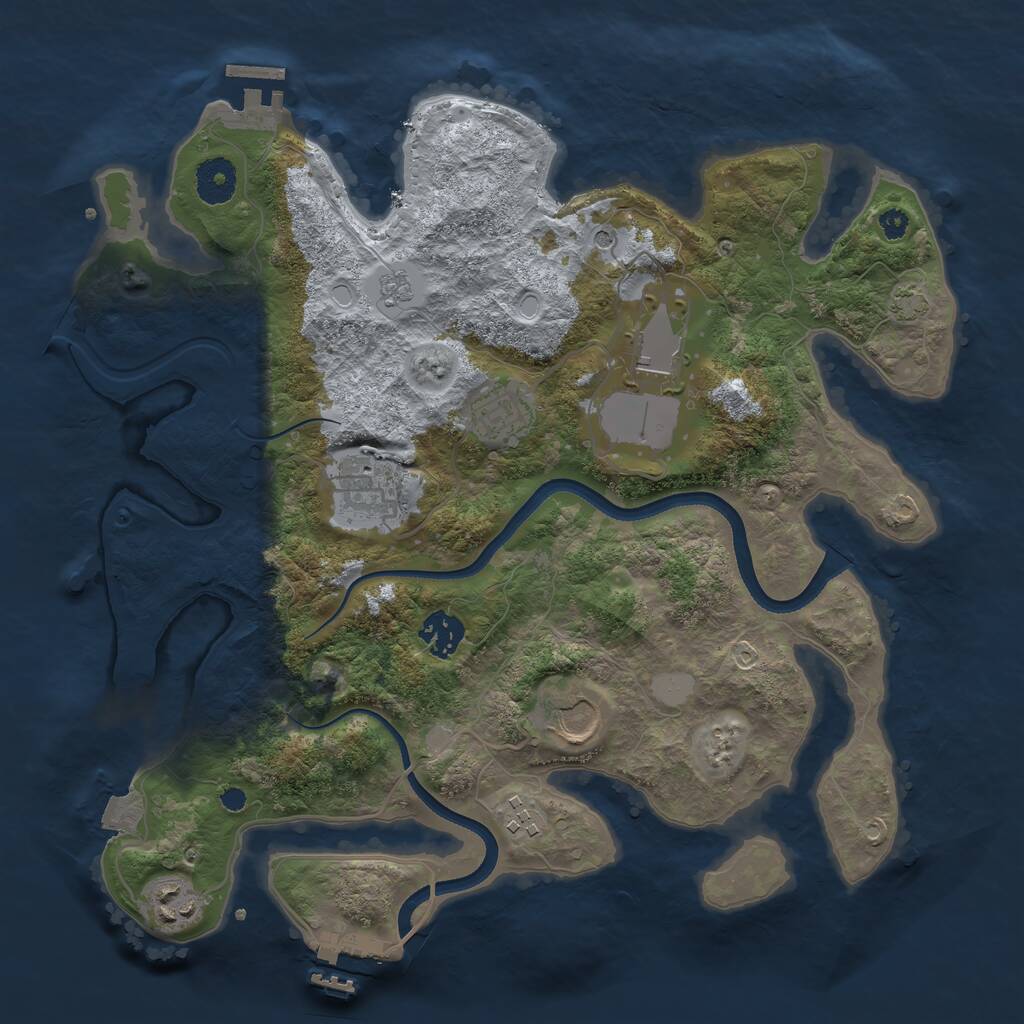 Rust Map: Procedural Map, Size: 3500, Seed: 2129737146, 13 Monuments