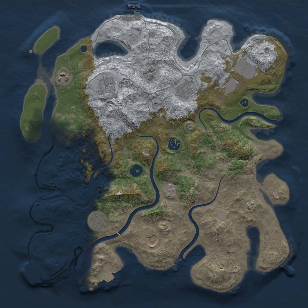 Rust Map: Procedural Map, Size: 3750, Seed: 1450751855, 14 Monuments