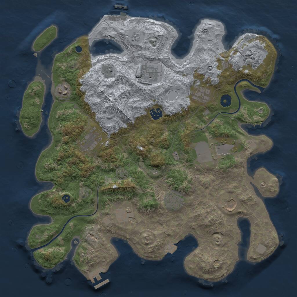 Rust Map: Procedural Map, Size: 3750, Seed: 1450751855, 17 Monuments