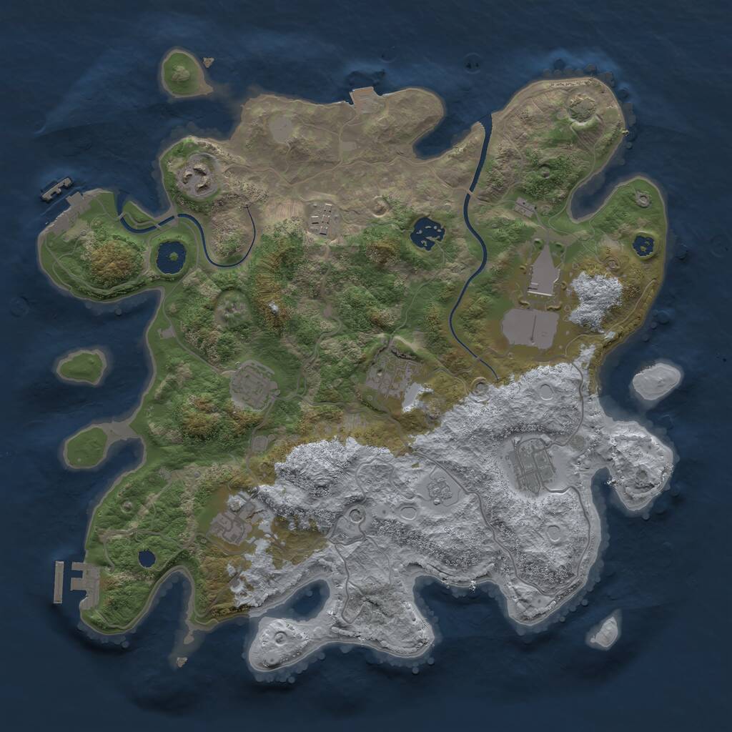 Rust Map: Procedural Map, Size: 3500, Seed: 87659, 14 Monuments