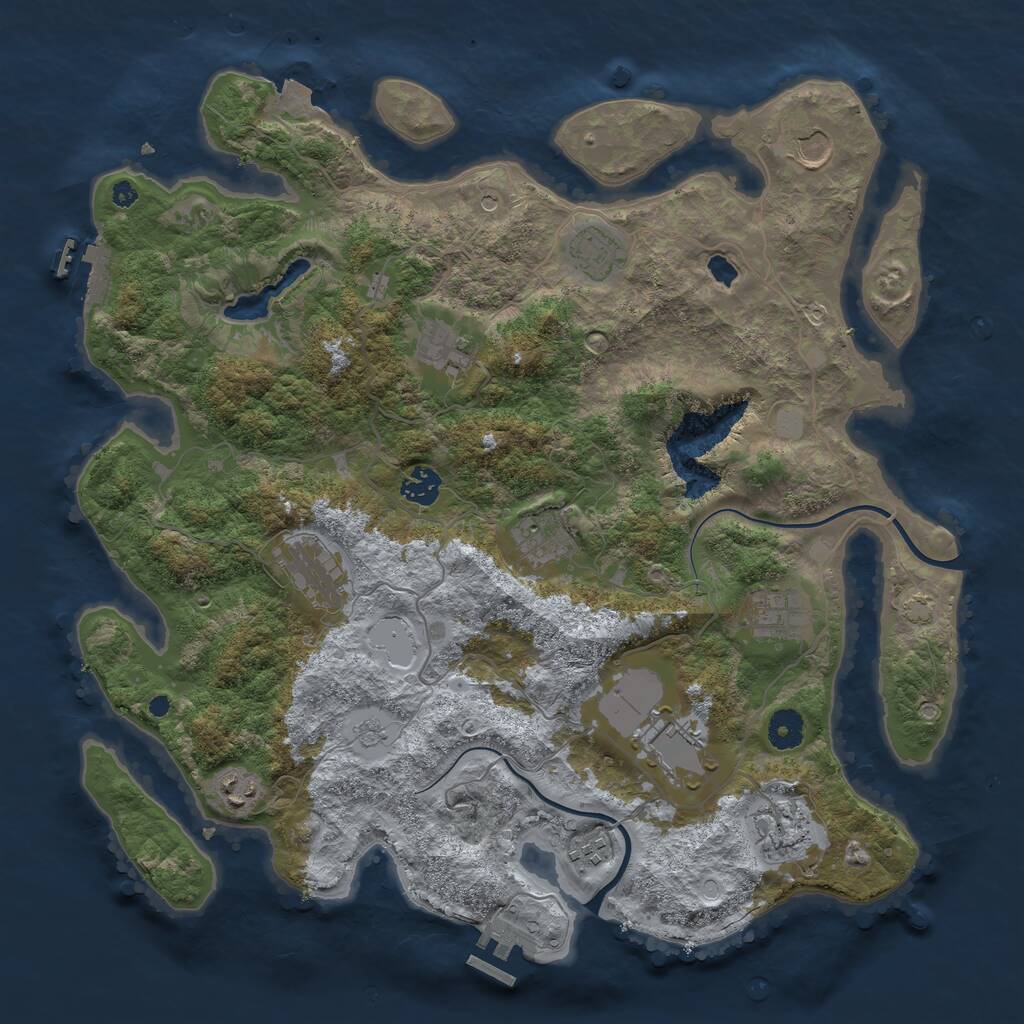 Rust Map: Procedural Map, Size: 4000, Seed: 974330897, 17 Monuments