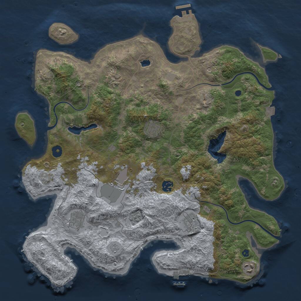 Rust Map: Procedural Map, Size: 4007, Seed: 2147483647, 14 Monuments