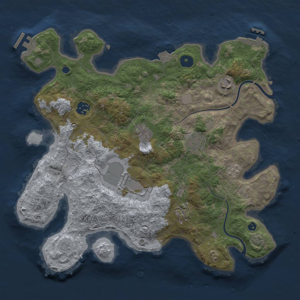 Rust Map: Procedural Map, Size: 3500, Seed: 13536, 13 Monuments