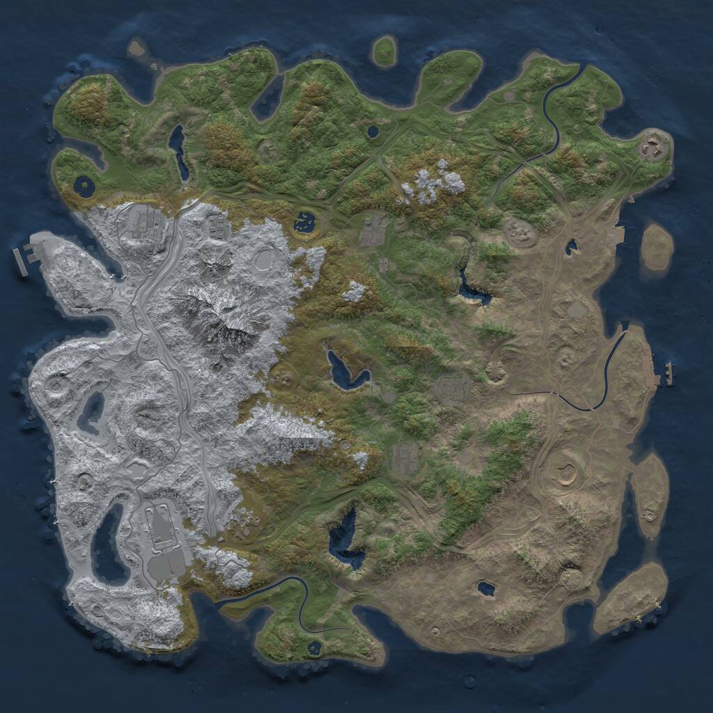 Rust Map: Procedural Map, Size: 5000, Seed: 50020, 16 Monuments