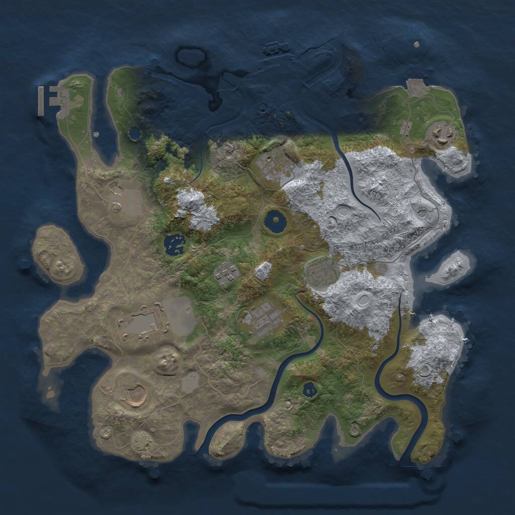 Rust Map: Procedural Map, Size: 3500, Seed: 1205857869, 14 Monuments