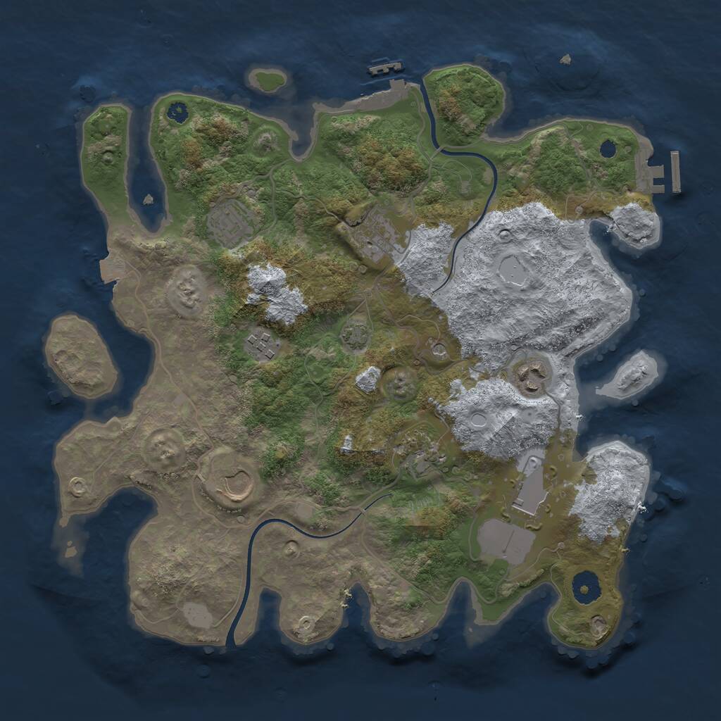 Rust Map: Procedural Map, Size: 3500, Seed: 1205857869, 12 Monuments