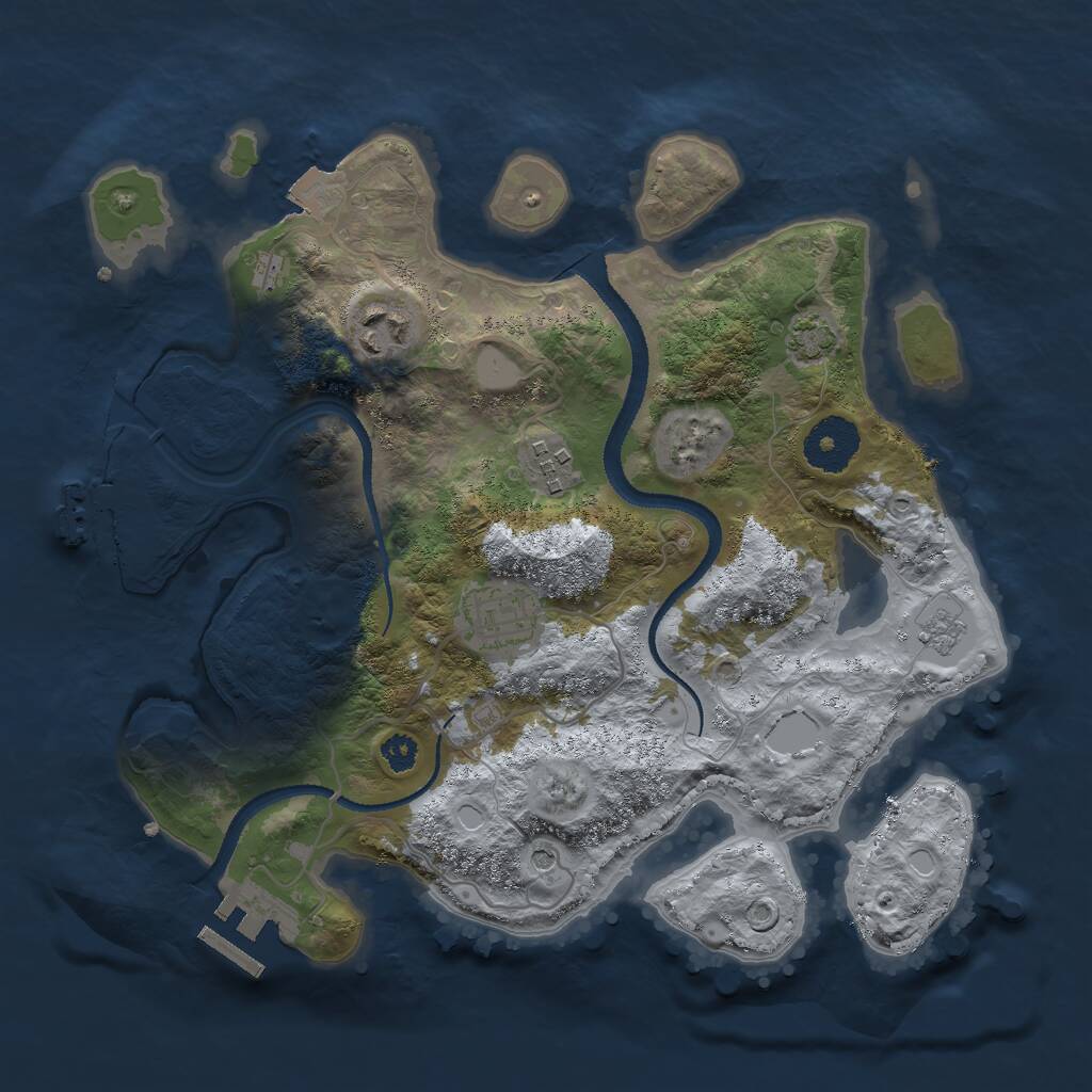 Rust Map: Procedural Map, Size: 3000, Seed: 69686, 9 Monuments